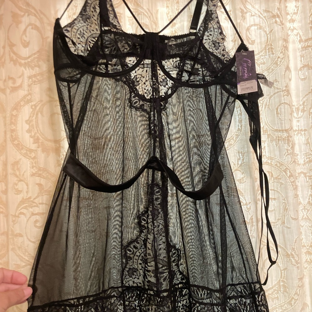 NWT Oh La La Cheri 2pc Black Babydoll set 4X